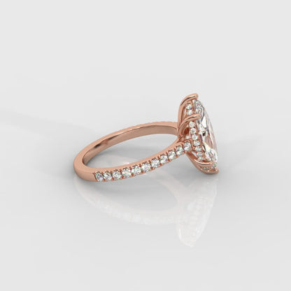 Vivienne Diamond Ring with Hidden Halo and Pavé Band - Marquise