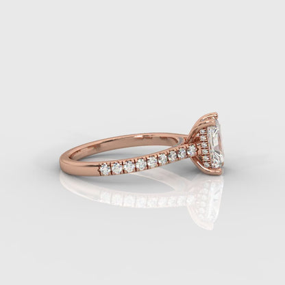 Audrey Hidden Halo Ring with Pavé Bridge and Band - Radiant