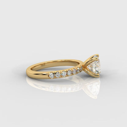 Juliette Brilliant Diamond Ring with Pavé Band - Round
