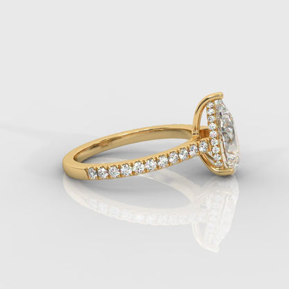 Vivienne Diamond Ring with Hidden Halo and Pavé Band - Pear