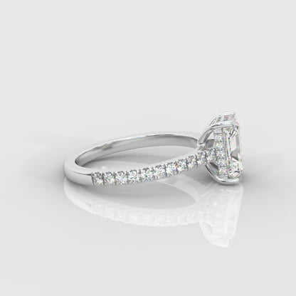 Vivienne Diamond Ring with Hidden Halo and Pavé Band - Radiant