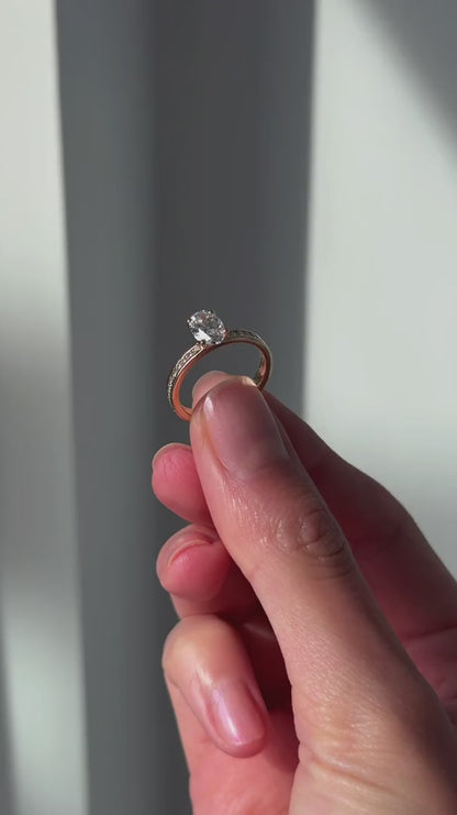 Lydia Channel-Set Solitaire Ring - Oval