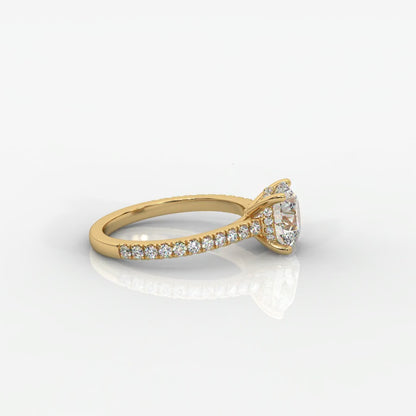 Vivienne Diamond Ring with Hidden Halo and Pavé Band - Round
