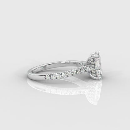 Audrey Hidden Halo Ring with Pavé Bridge and Band - Radiant