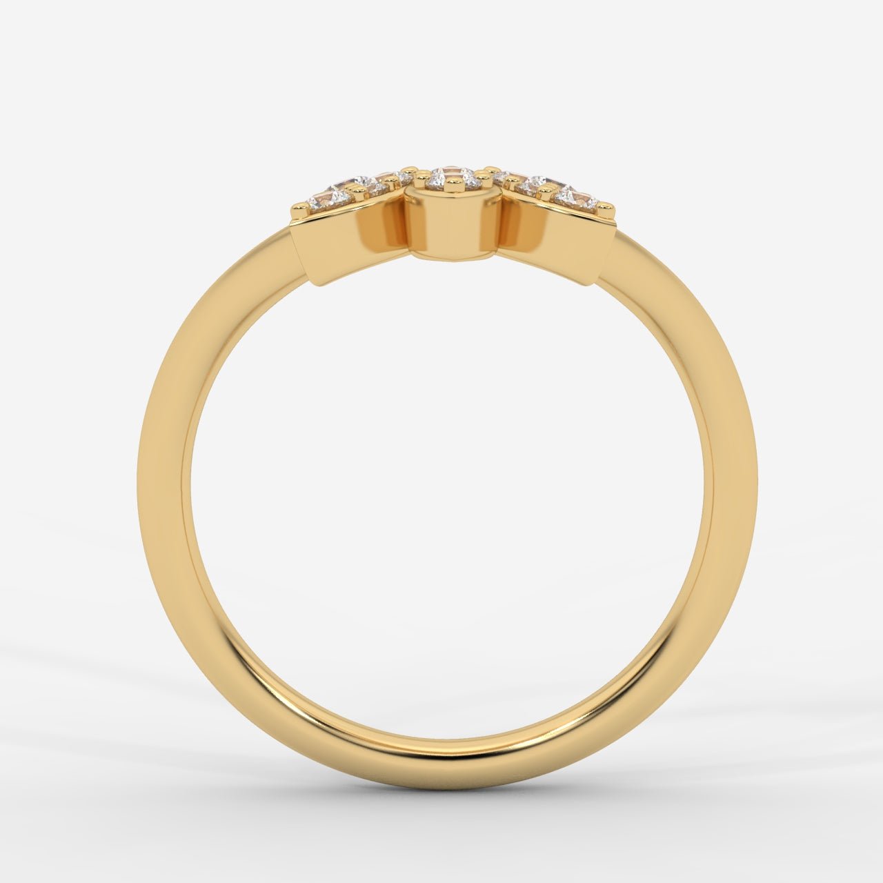 Sara Accent Stones Curved Wedding Ring - AYKA JEWELS