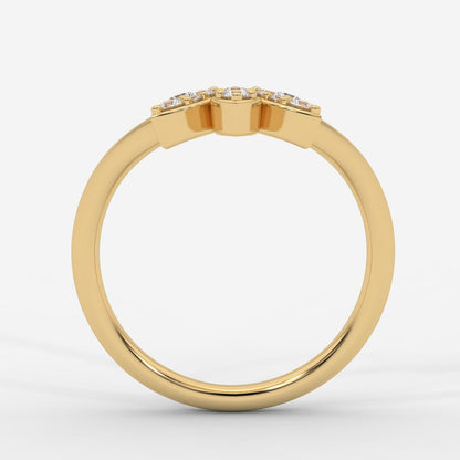 Sara Accent Stones Curved Wedding Ring - AYKA JEWELS