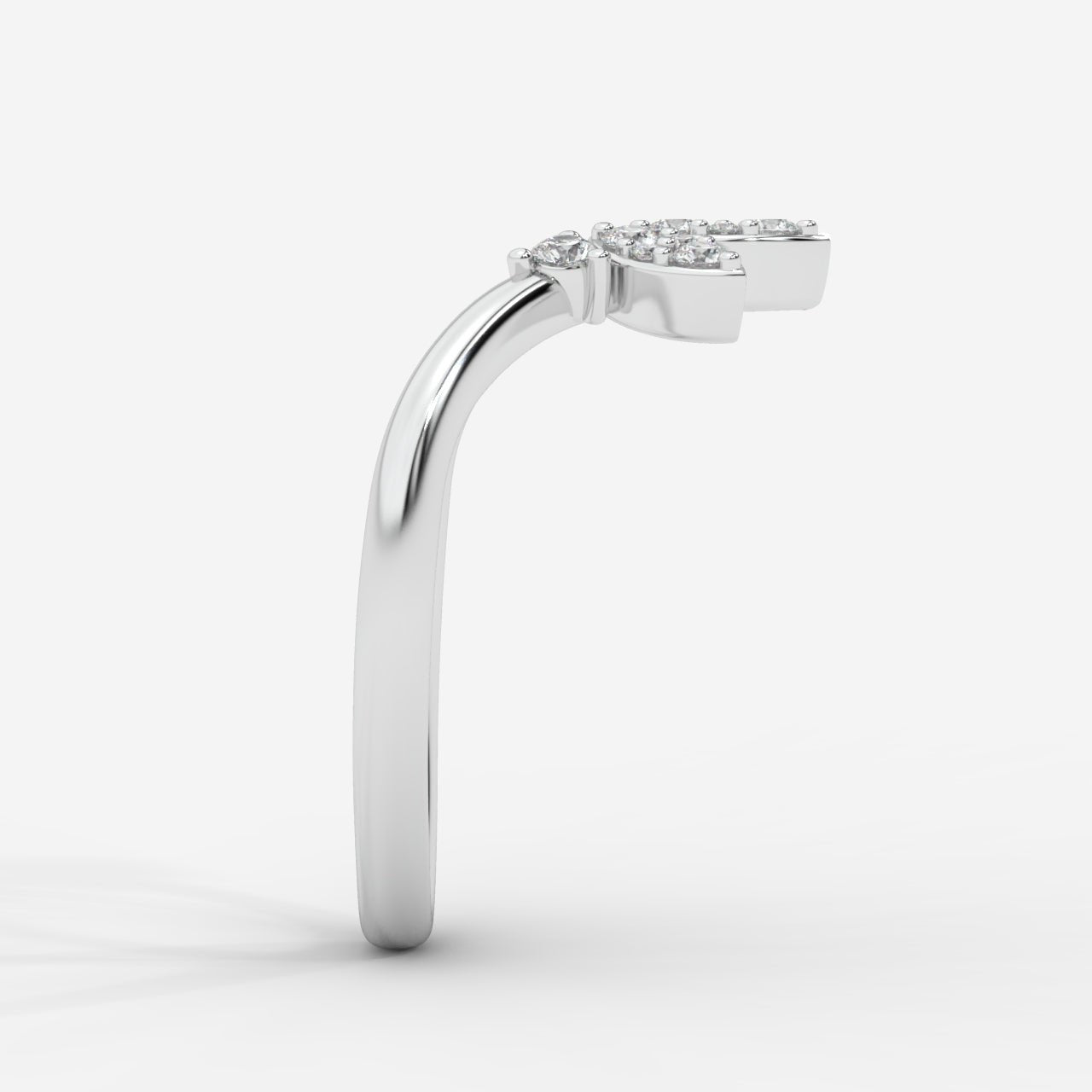 Sara Accent Stones Curved Wedding Ring - AYKA JEWELS