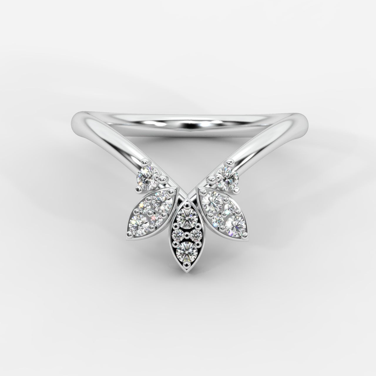 Sara Accent Stones Curved Wedding Ring - AYKA JEWELS