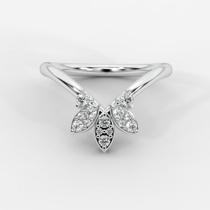 Sara Accent Stones Curved Wedding Ring - AYKA JEWELS