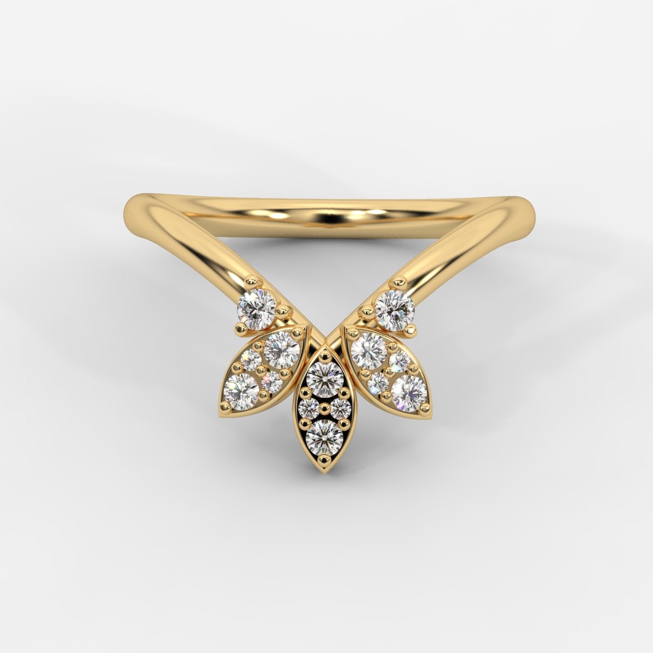 Sara Accent Stones Curved Wedding Ring - AYKA JEWELS
