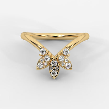 Sara Accent Stones Curved Wedding Ring - AYKA JEWELS