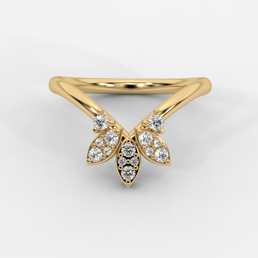 Sara Accent Stones Curved Wedding Ring - AYKA JEWELS