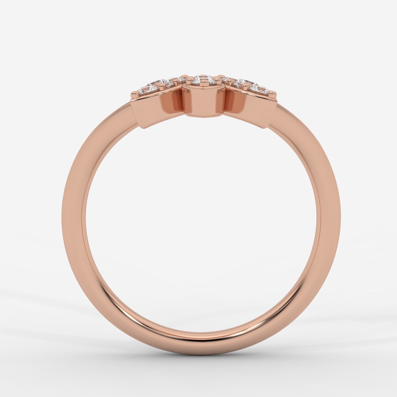 Sara Accent Stones Curved Wedding Ring - AYKA JEWELS