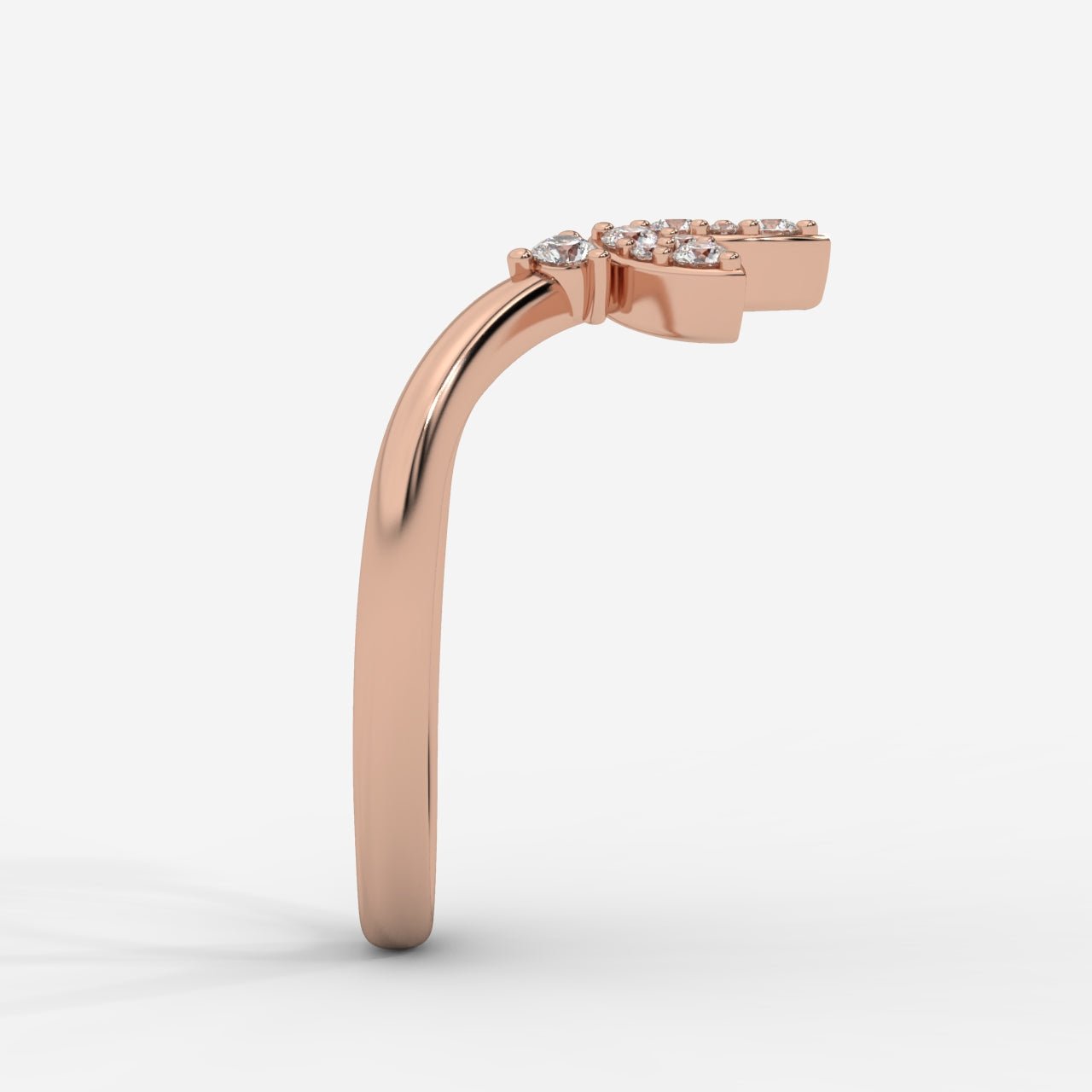 Sara Accent Stones Curved Wedding Ring - AYKA JEWELS