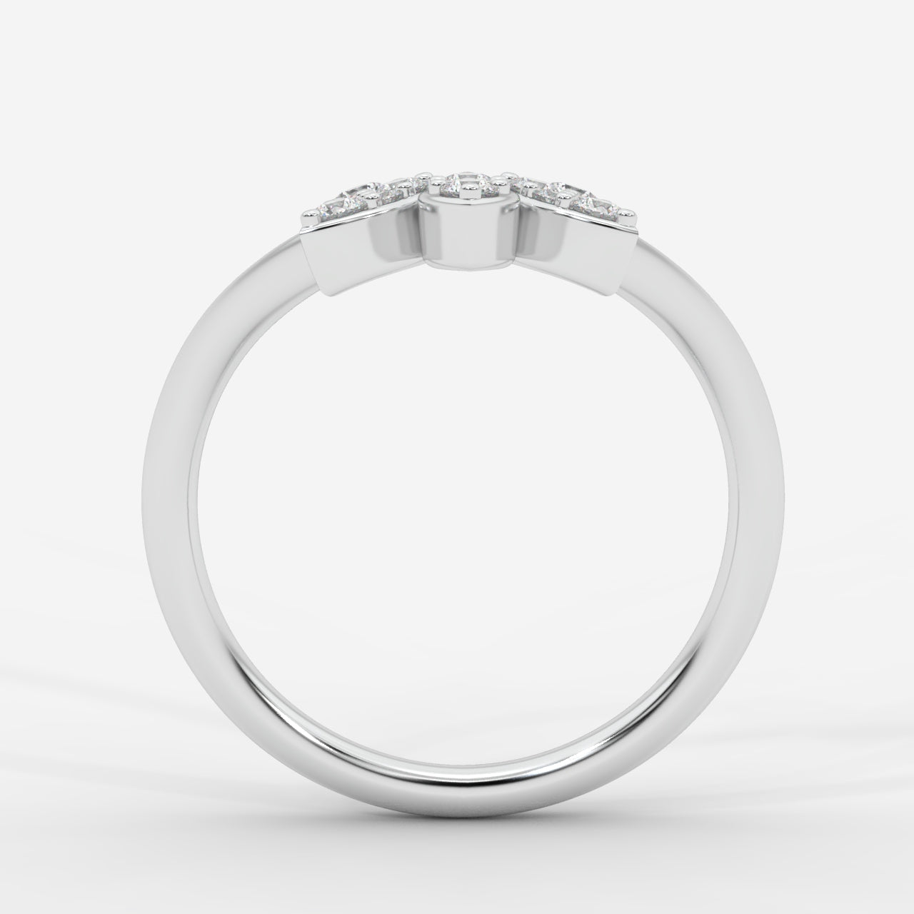 Sara Accent Stones Curved Wedding Ring - AYKA JEWELS