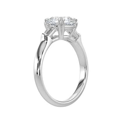 Selene Diamond Ring with Tapered Baguettes - Cushion - AYKA JEWELS