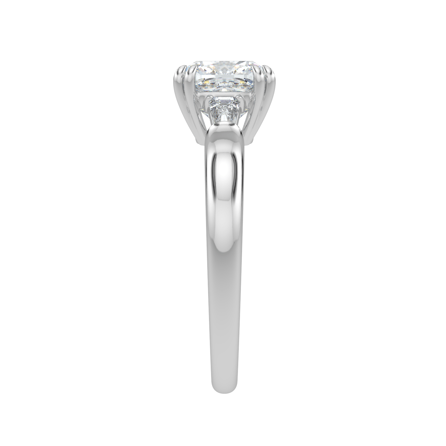 Selene Diamond Ring with Tapered Baguettes - Cushion - AYKA JEWELS