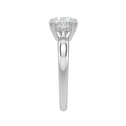 Selene Diamond Ring with Tapered Baguettes - Cushion - AYKA JEWELS