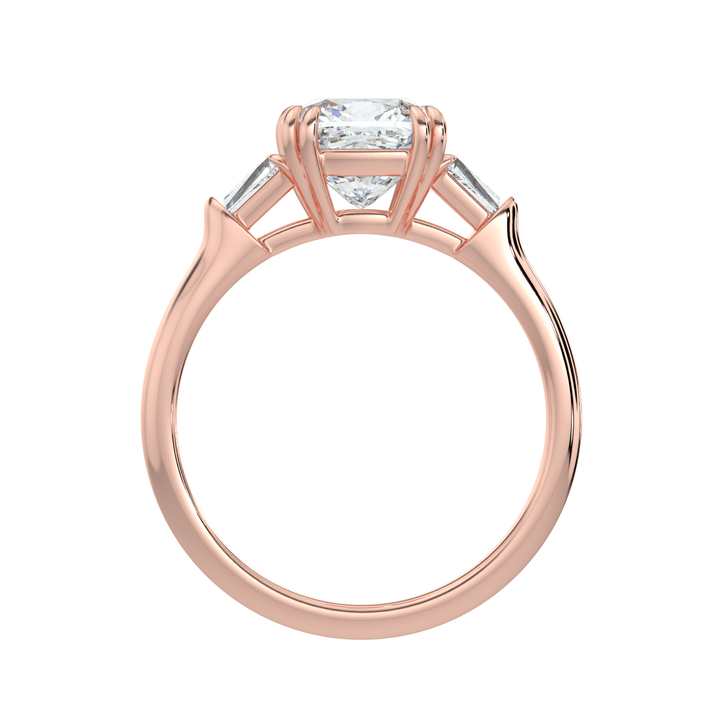 Selene Diamond Ring with Tapered Baguettes - Cushion - AYKA JEWELS