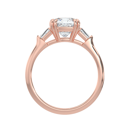 Selene Diamond Ring with Tapered Baguettes - Cushion - AYKA JEWELS