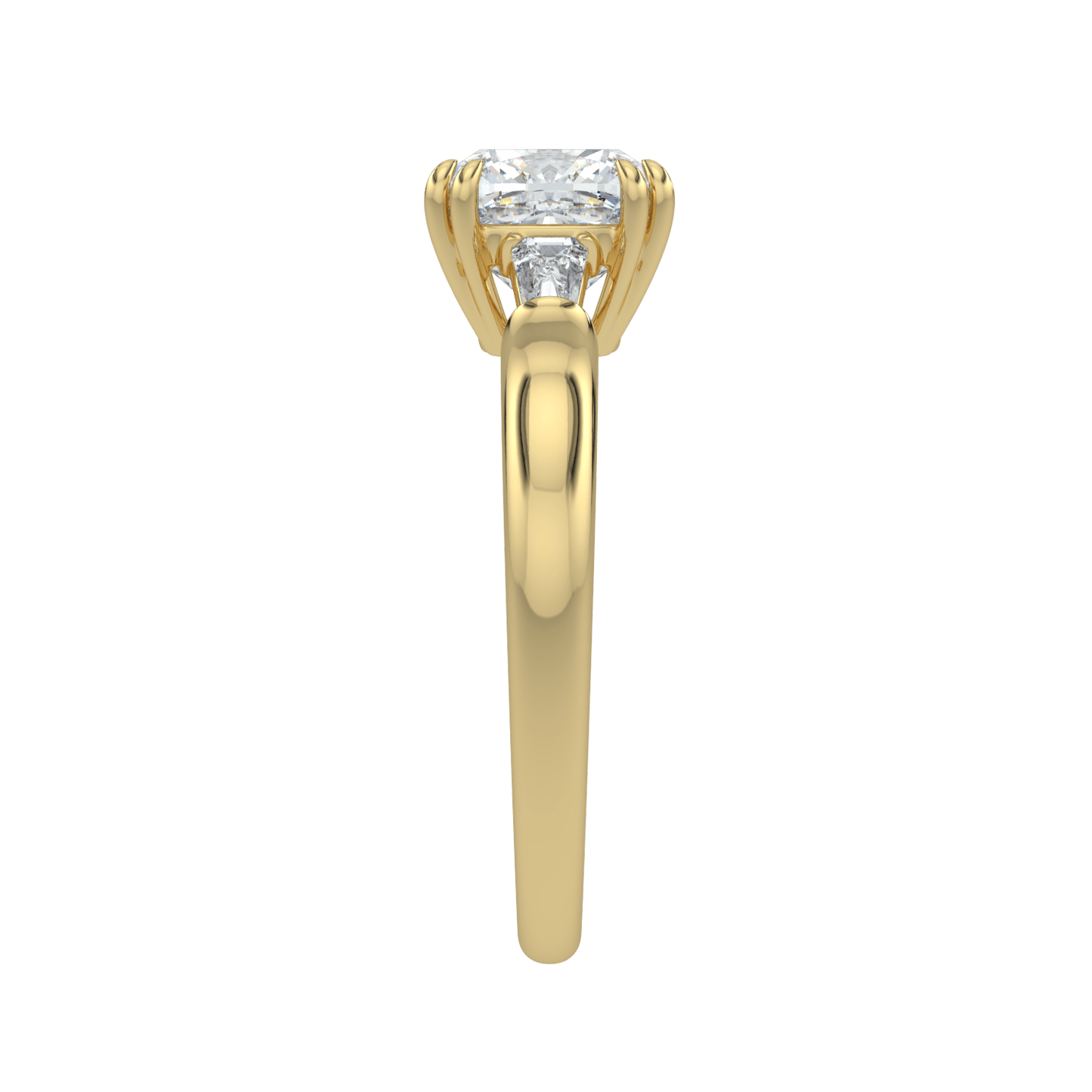 Selene Diamond Ring with Tapered Baguettes - Cushion - AYKA JEWELS