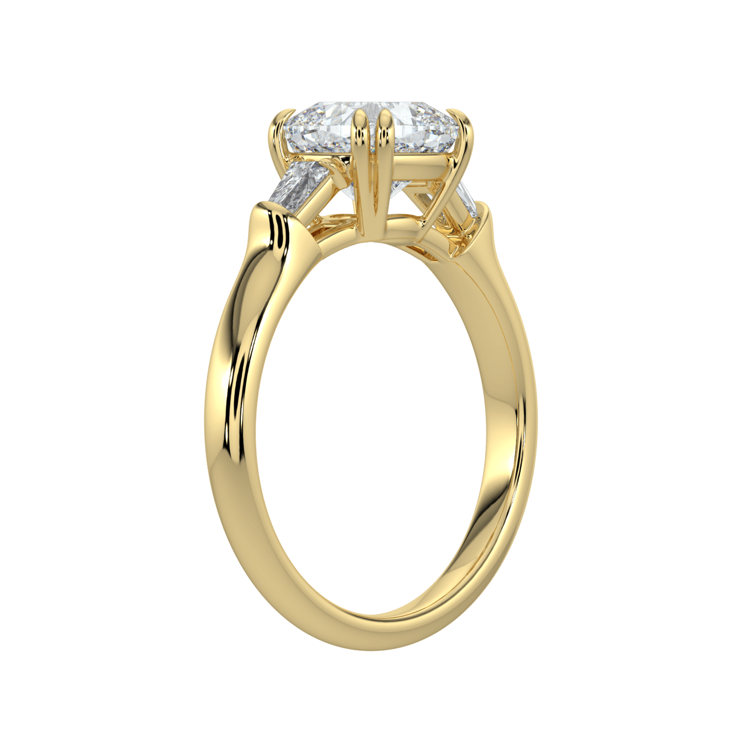 Selene Diamond Ring with Tapered Baguettes - Cushion - AYKA JEWELS
