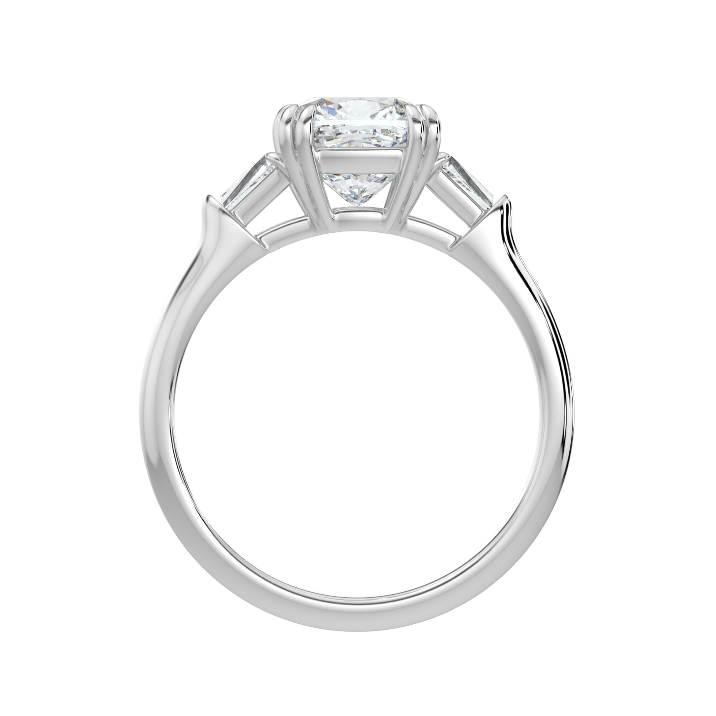 Selene Diamond Ring with Tapered Baguettes - Cushion - AYKA JEWELS