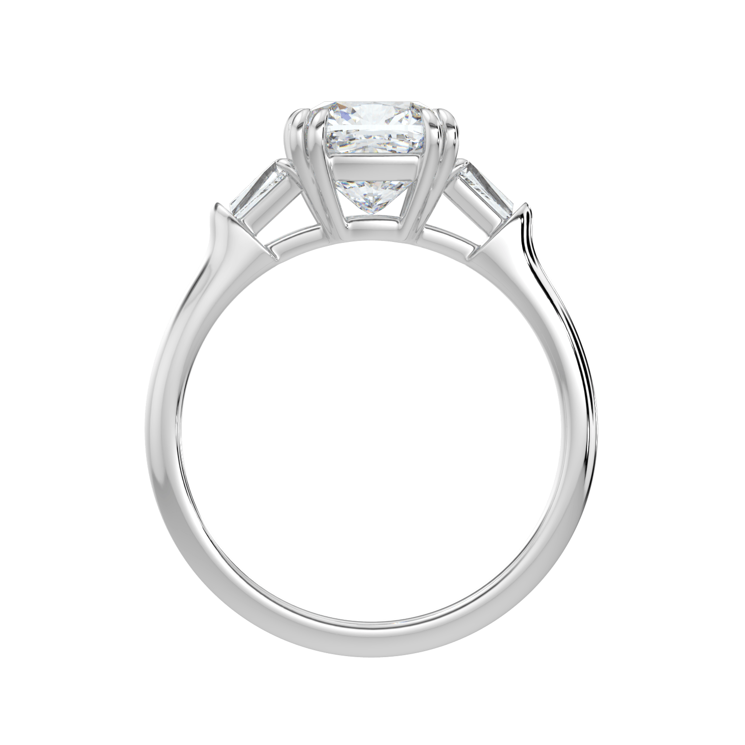 Selene Diamond Ring with Tapered Baguettes - Cushion - AYKA JEWELS