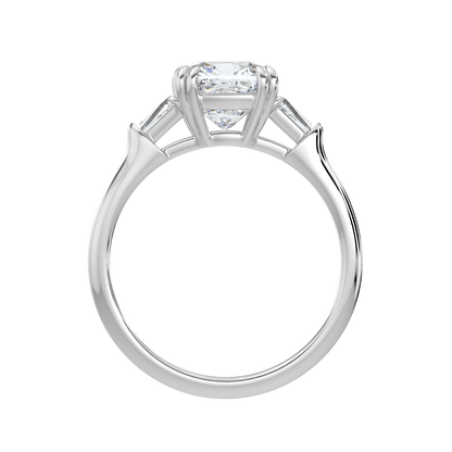 Selene Diamond Ring with Tapered Baguettes - Cushion - AYKA JEWELS