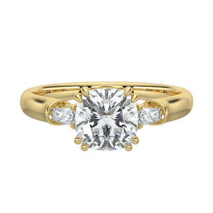 Selene Diamond Ring with Tapered Baguettes - Cushion - AYKA JEWELS