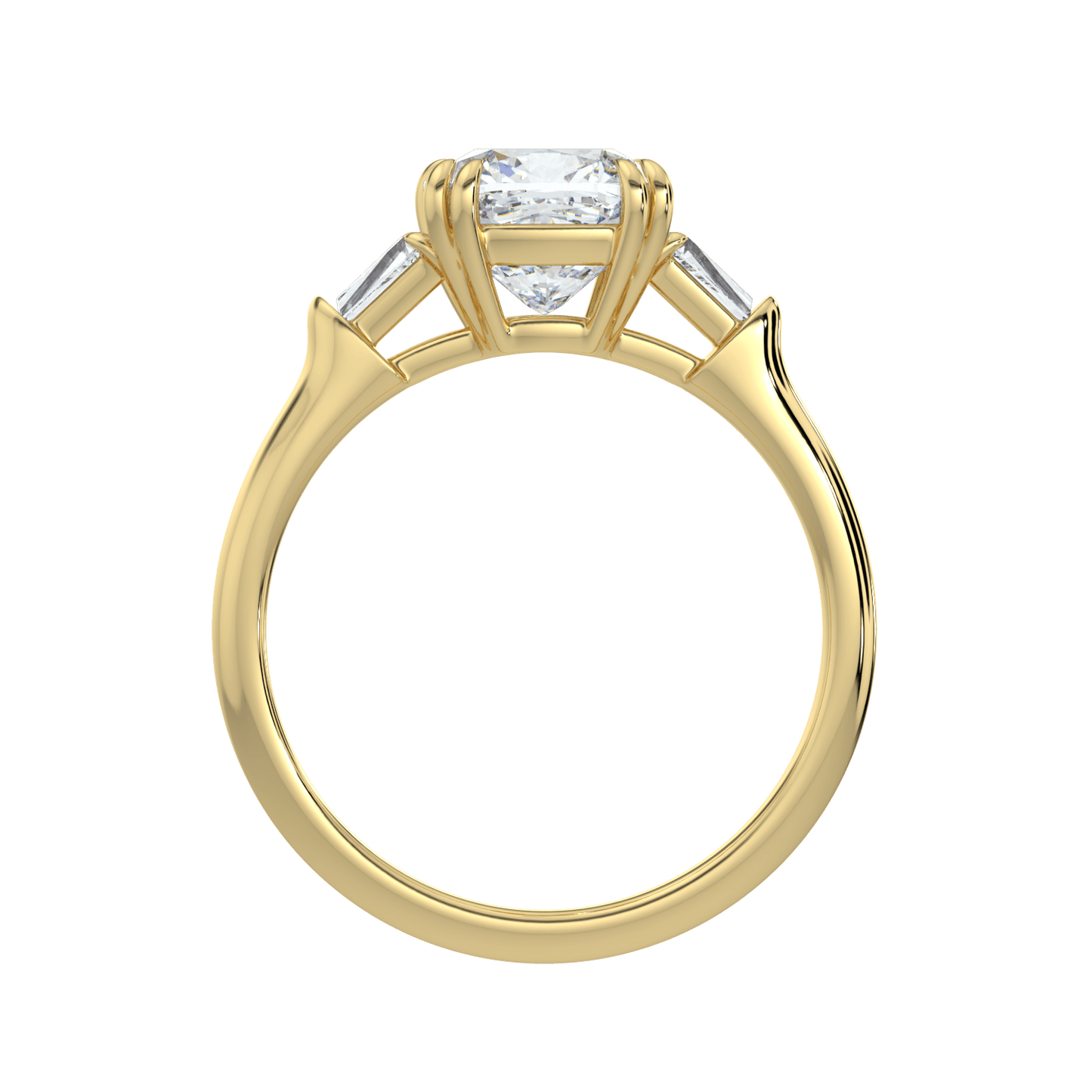 Selene Diamond Ring with Tapered Baguettes - Cushion - AYKA JEWELS