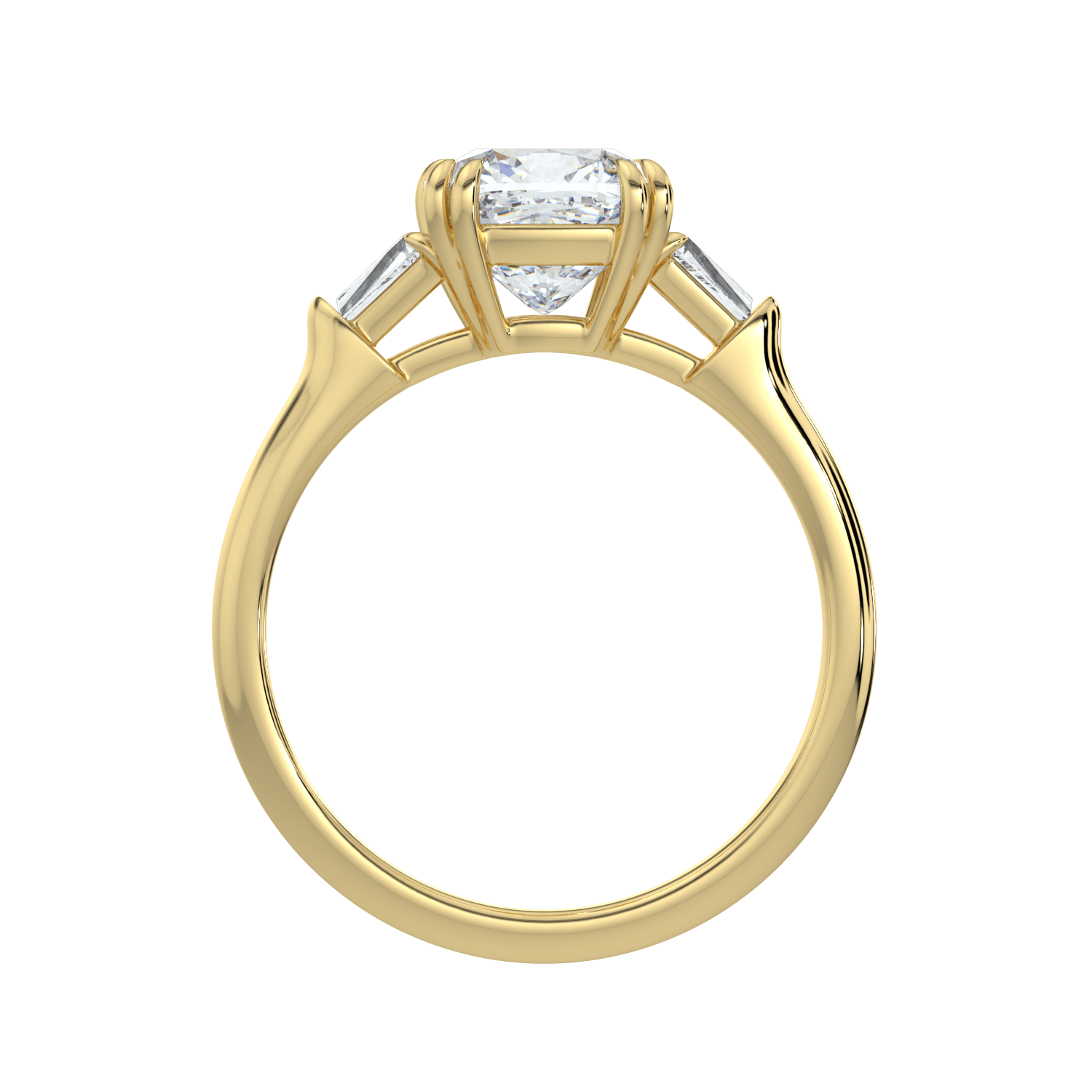 Selene Diamond Ring with Tapered Baguettes - Cushion - AYKA JEWELS