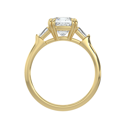 Selene Diamond Ring with Tapered Baguettes - Cushion - AYKA JEWELS