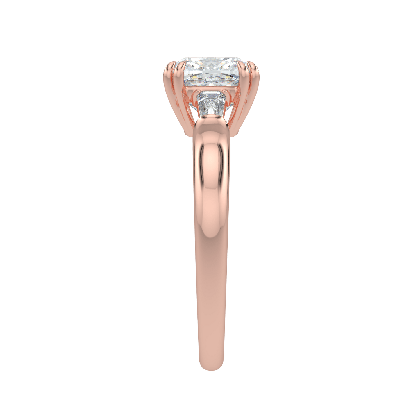 Selene Diamond Ring with Tapered Baguettes - Cushion - AYKA JEWELS