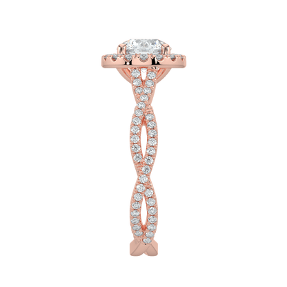 Seraphina Diamond Halo Ring with Twisted Pavé Band - Round - AYKA JEWELS