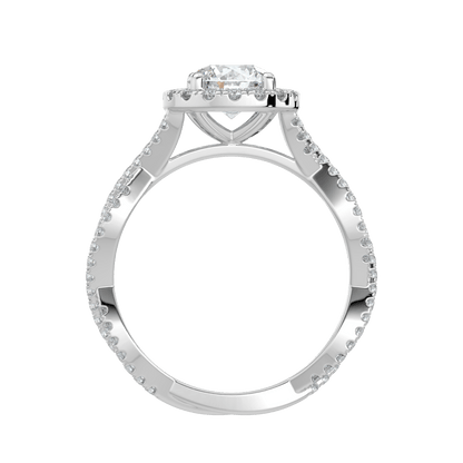Seraphina Diamond Halo Ring with Twisted Pavé Band - Round - AYKA JEWELS