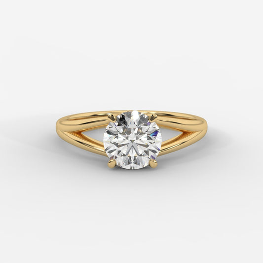 Serena Split Shank Hidden Halo Ring – Round - AYKA JEWELS