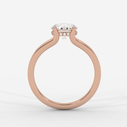 Serena Split Shank Hidden Halo Ring – Round - AYKA JEWELS