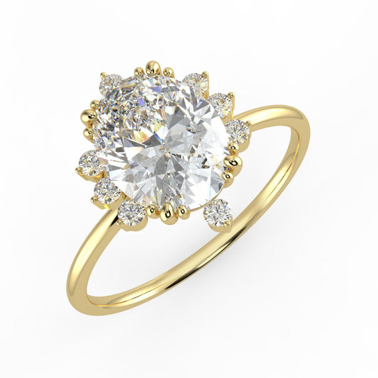 Solis Diamond Ring with Starburst Halo - Oval - AYKA JEWELS
