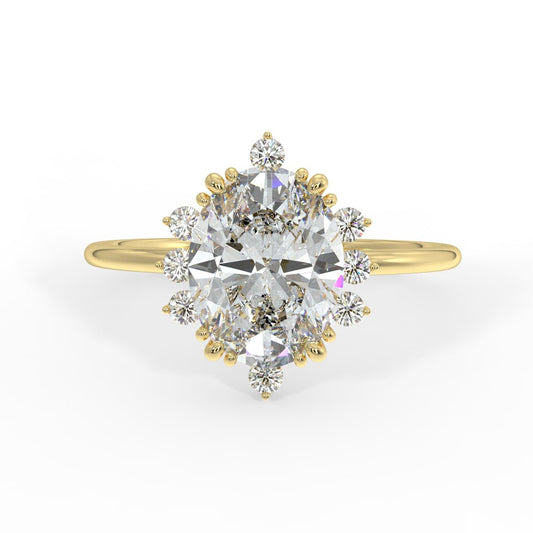 Solis Diamond Ring with Starburst Halo - Oval - AYKA JEWELS