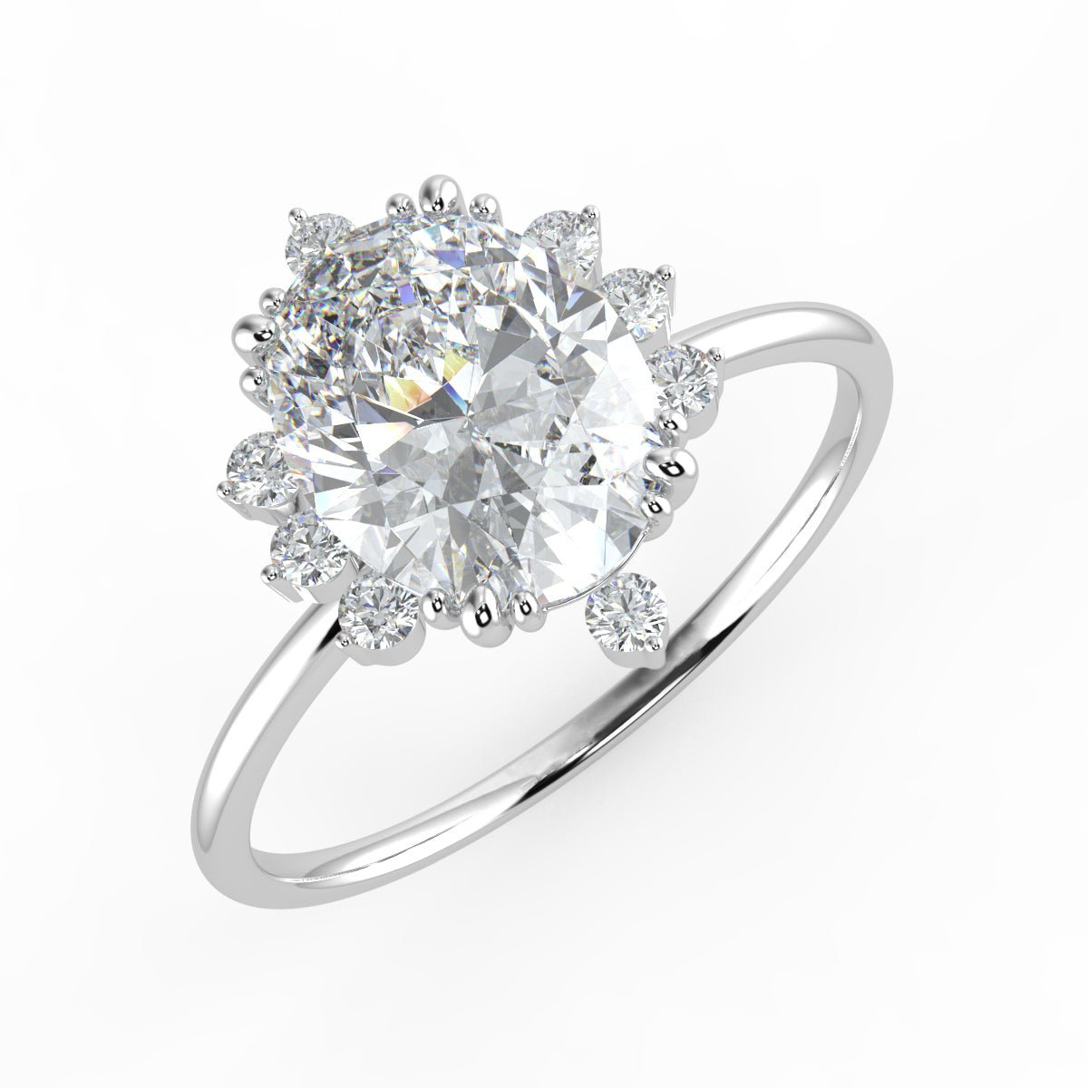 Solis Diamond Ring with Starburst Halo - Oval - AYKA JEWELS