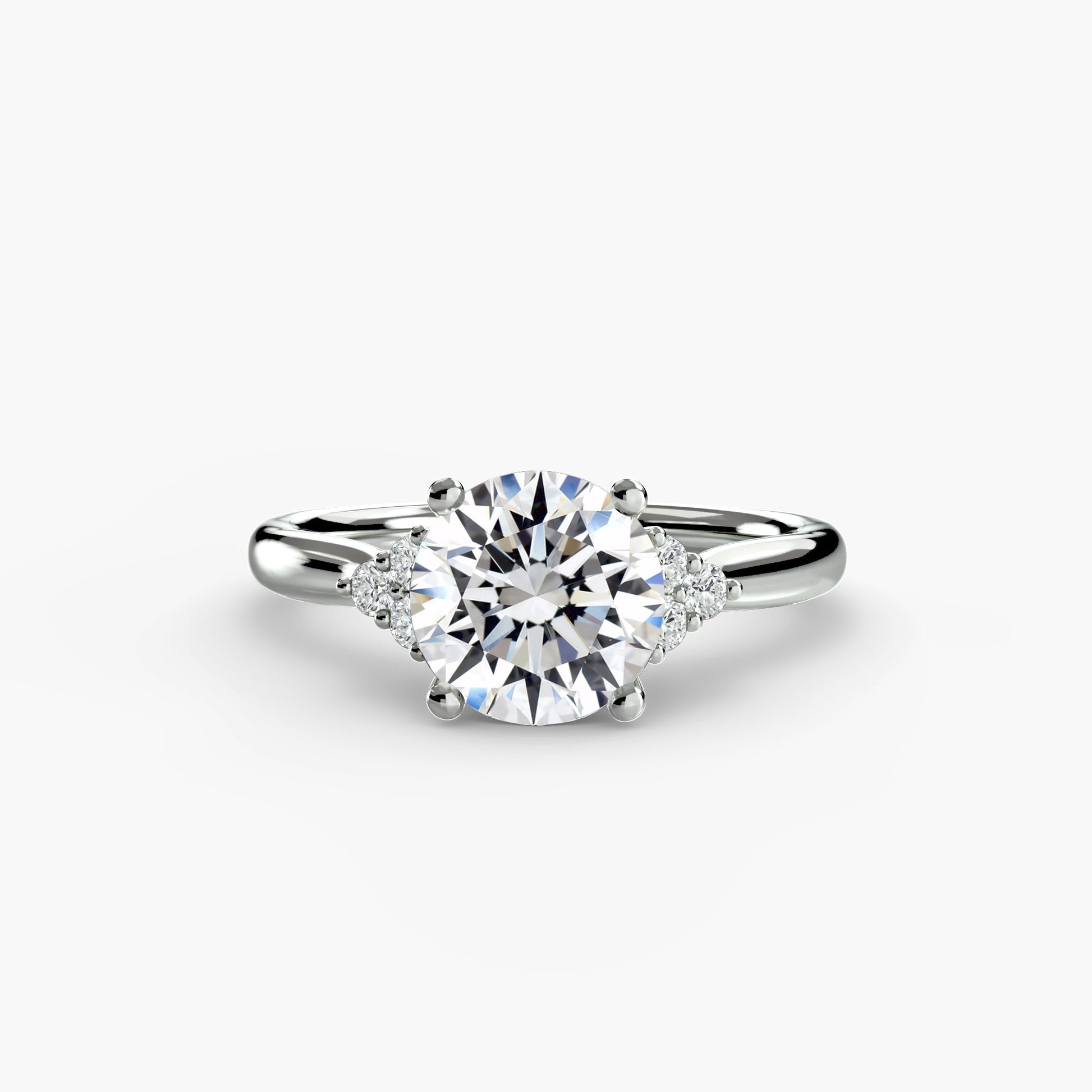 Solitaire with Cluster Shoulders - AYKA JEWELS