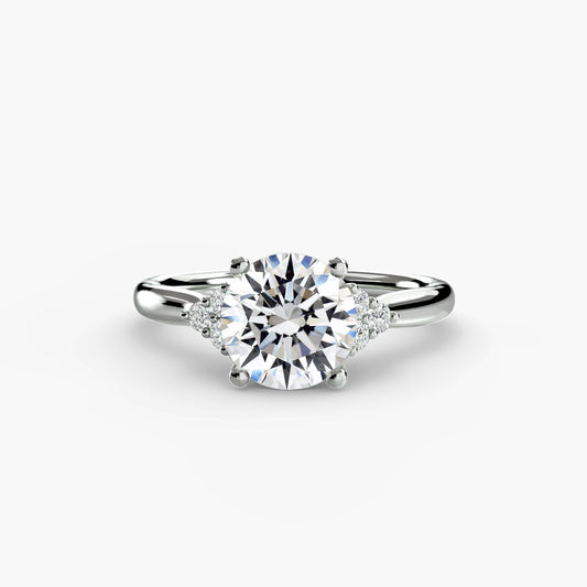 Solitaire with Cluster Shoulders - AYKA JEWELS