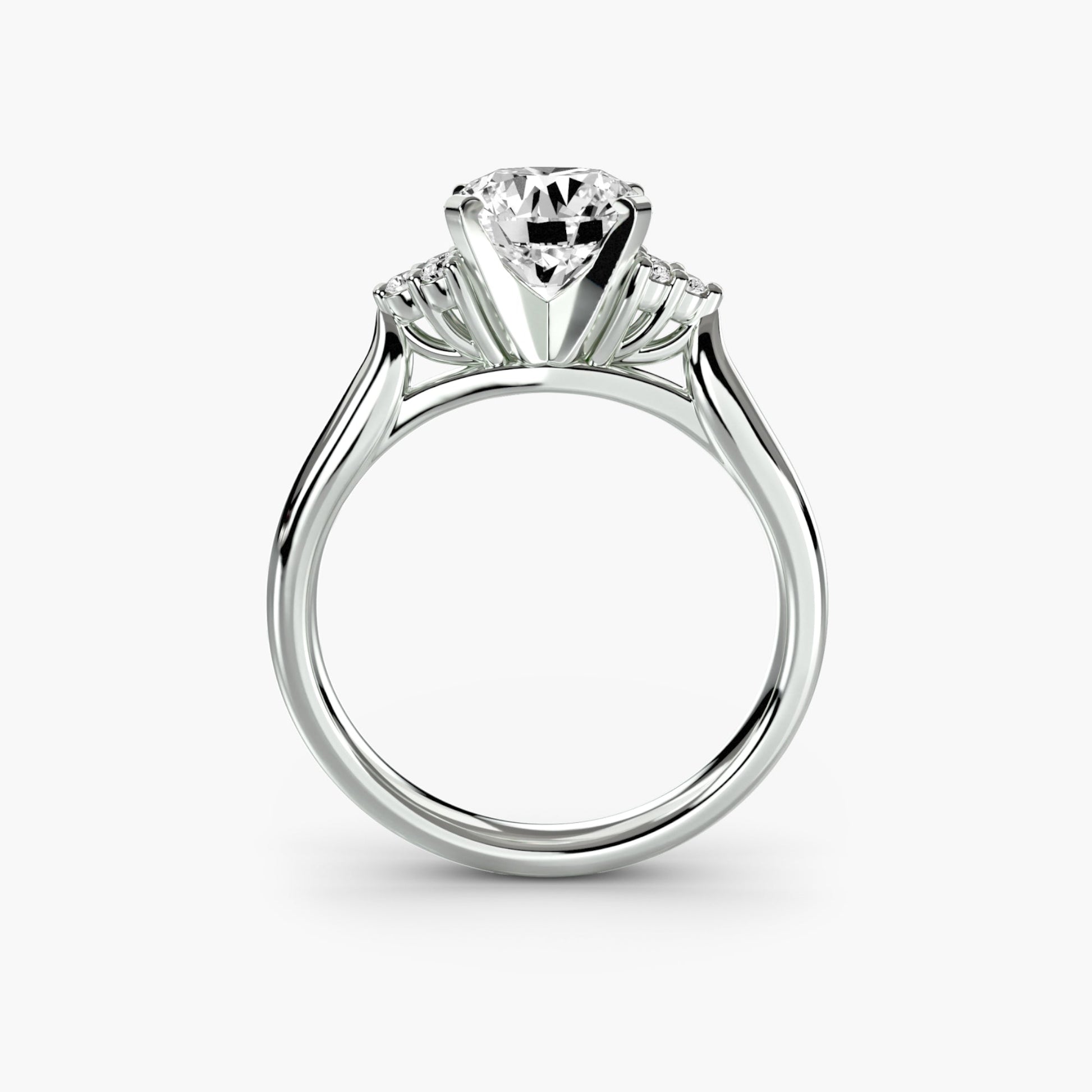Solitaire with Cluster Shoulders 2 - AYKA JEWELS