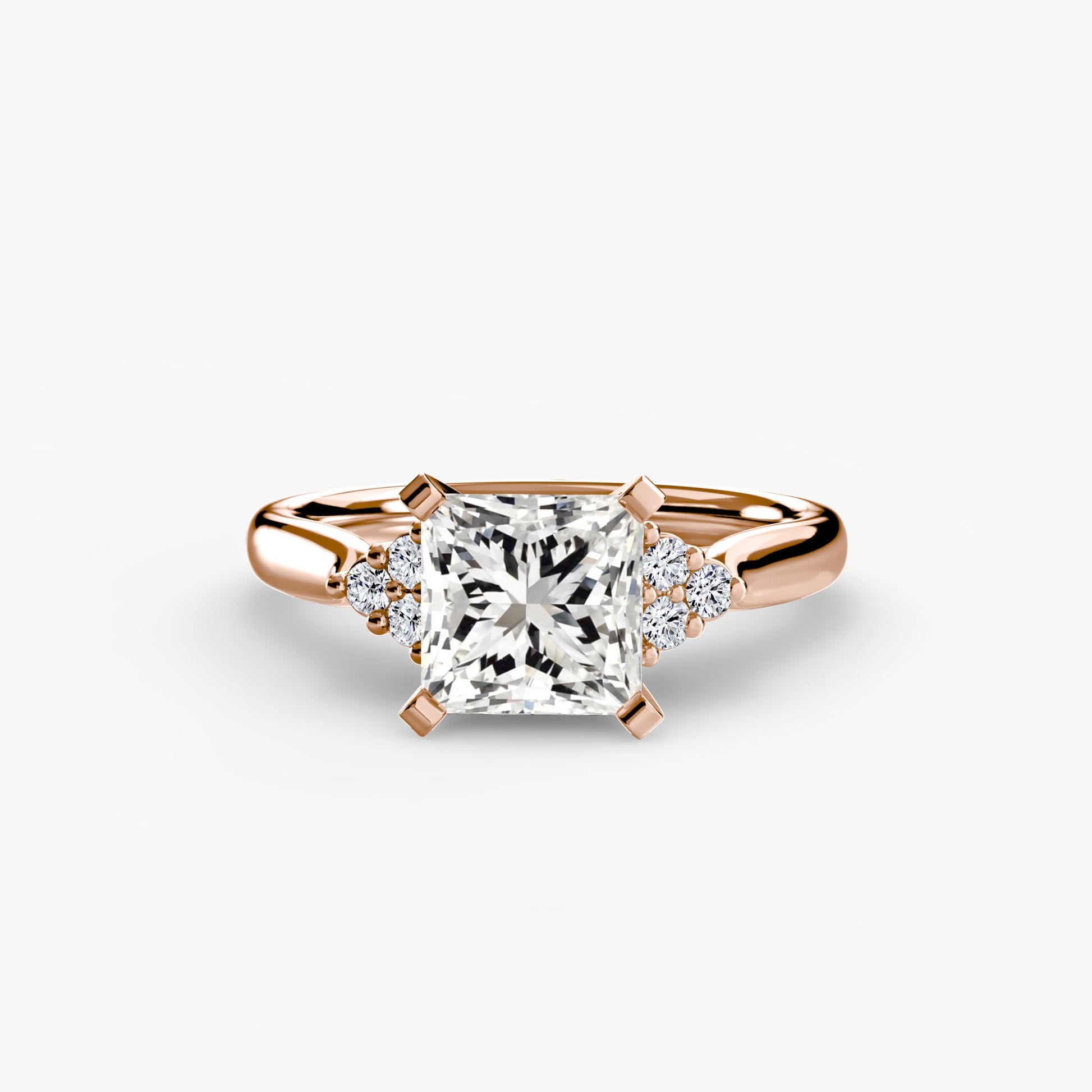 Solitaire with Cluster Shoulders 2 - AYKA JEWELS
