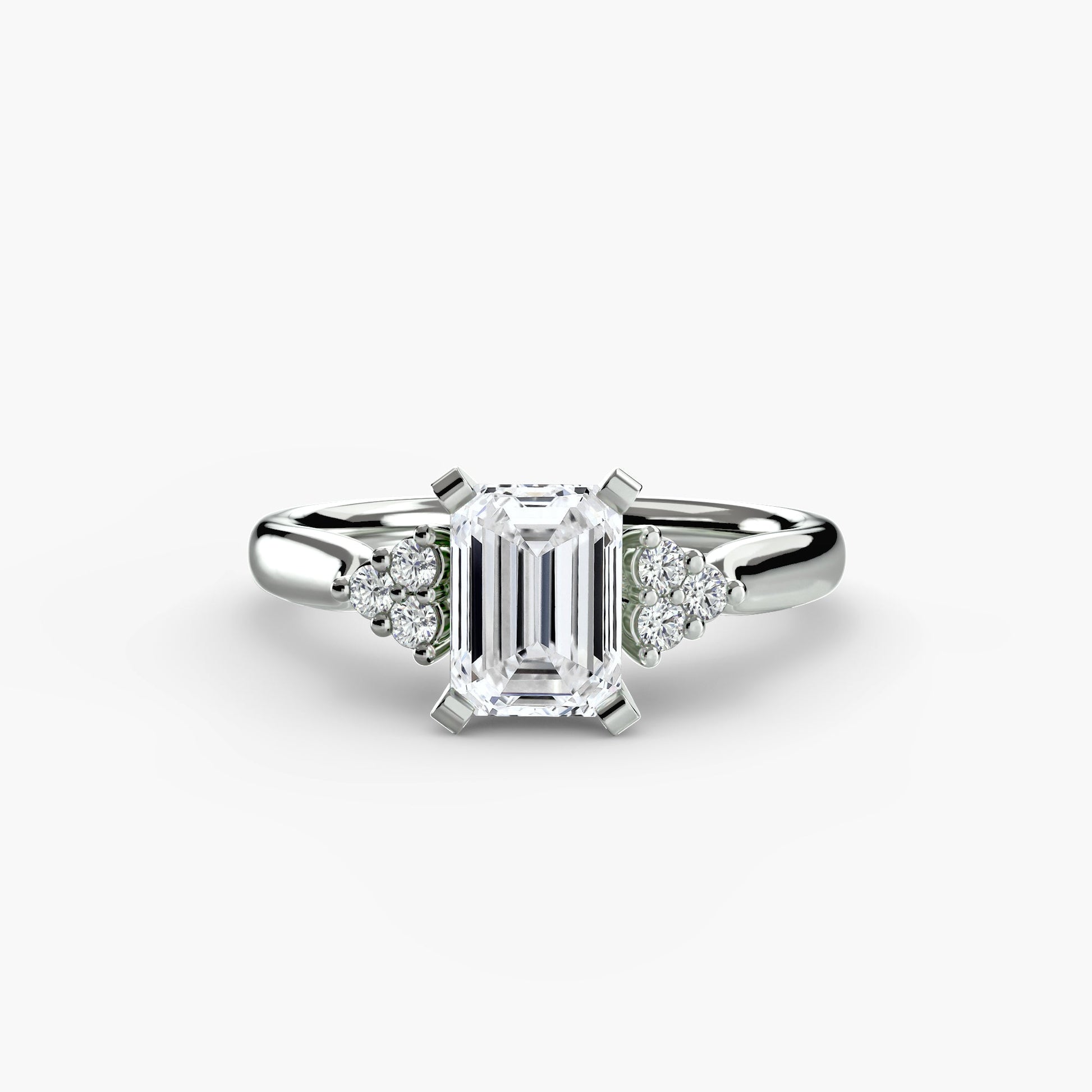 Solitaire with Cluster Shoulders 2 - AYKA JEWELS