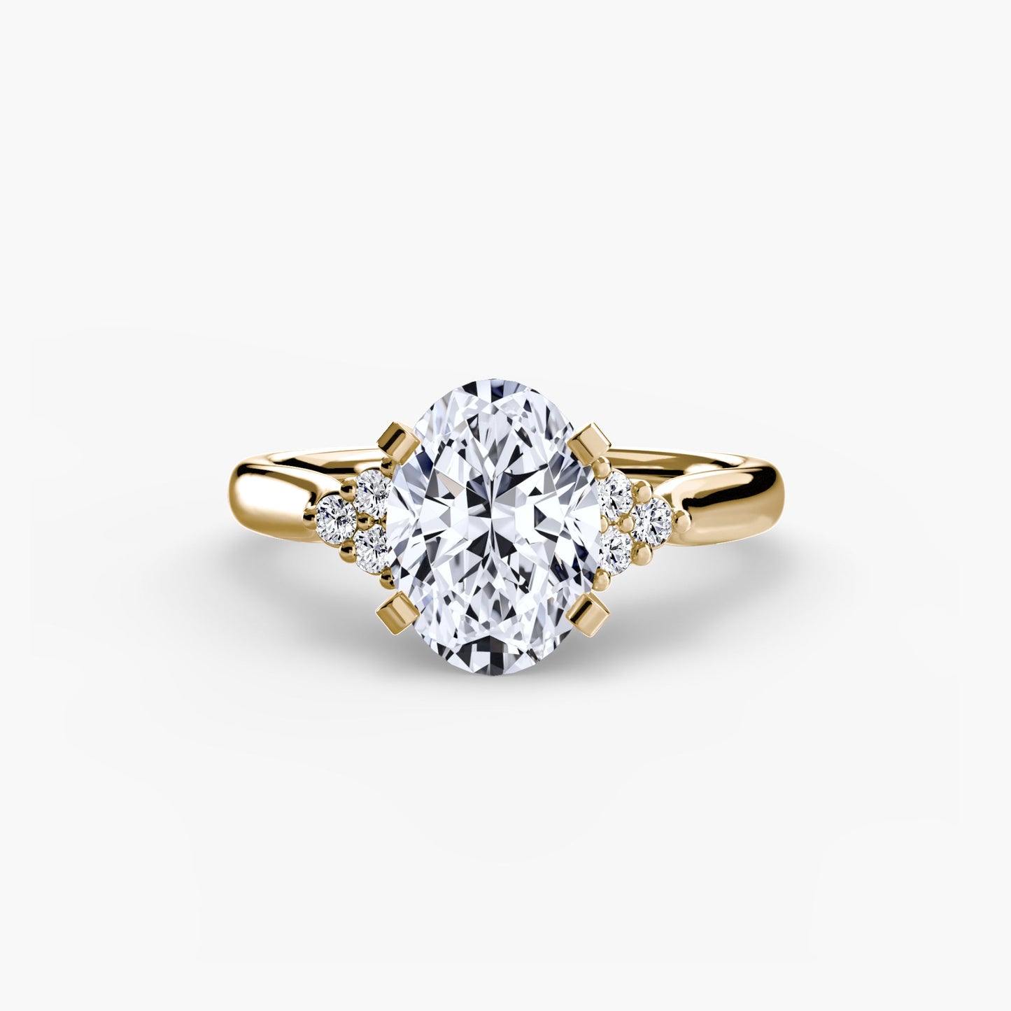 Solitaire with Cluster Shoulders 2 - AYKA JEWELS
