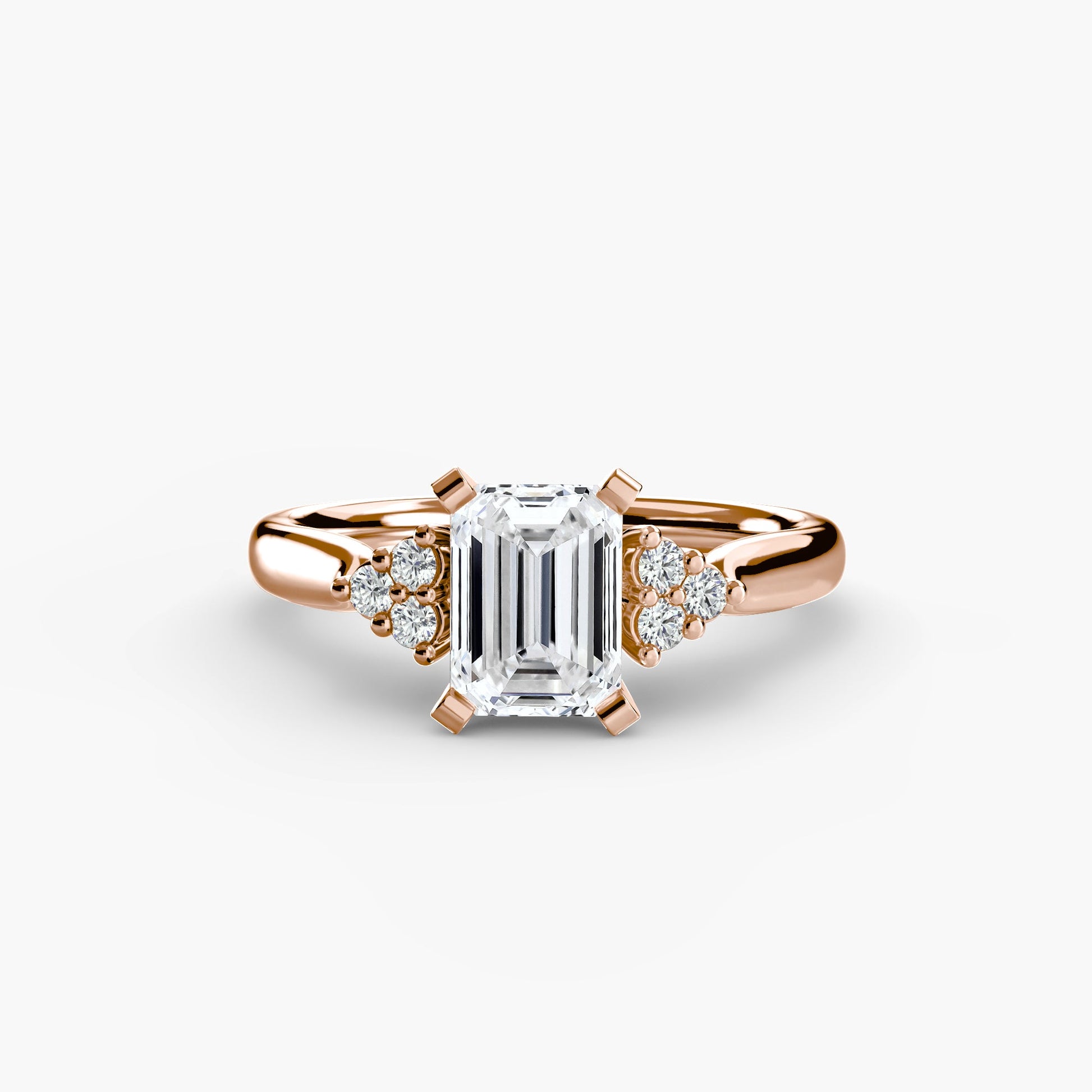Solitaire with Cluster Shoulders 2 - AYKA JEWELS