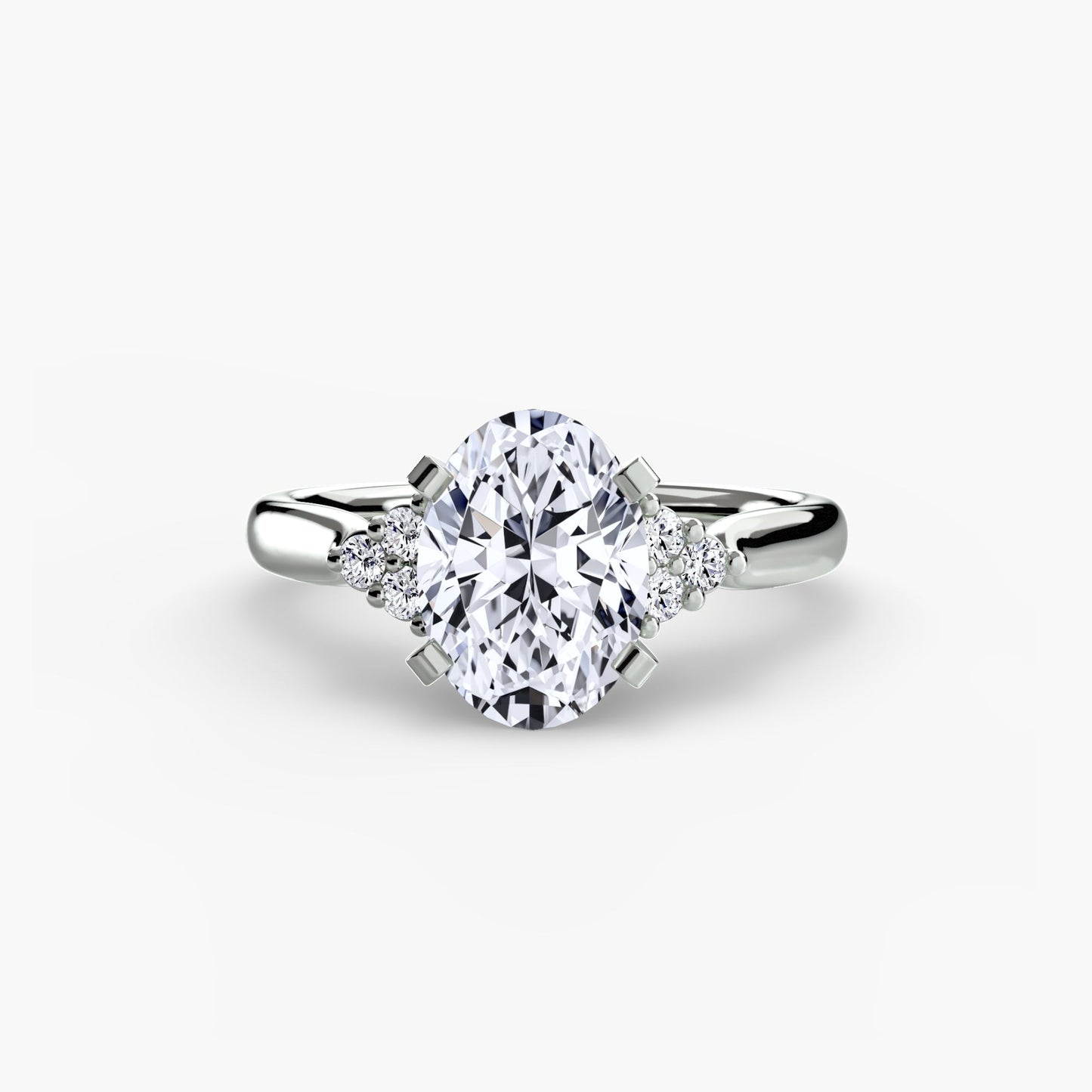 Solitaire with Cluster Shoulders 2 - AYKA JEWELS