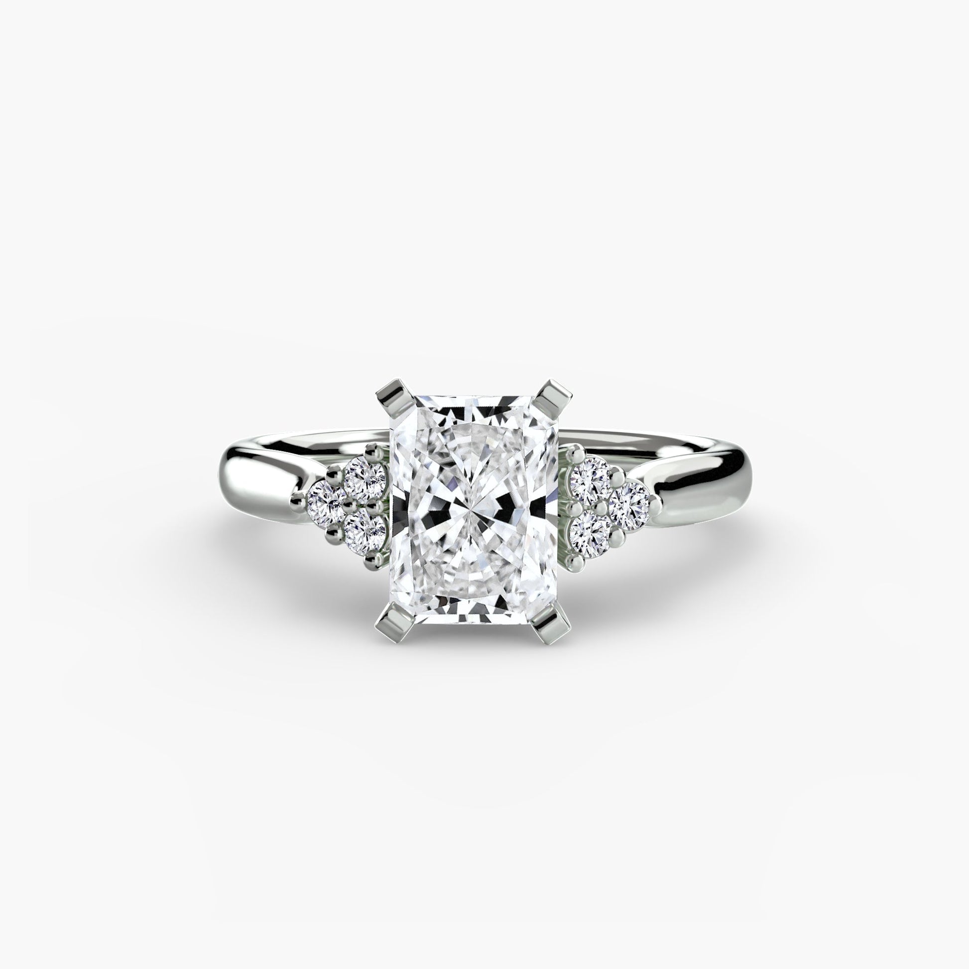 Solitaire with Cluster Shoulders 2 - AYKA JEWELS